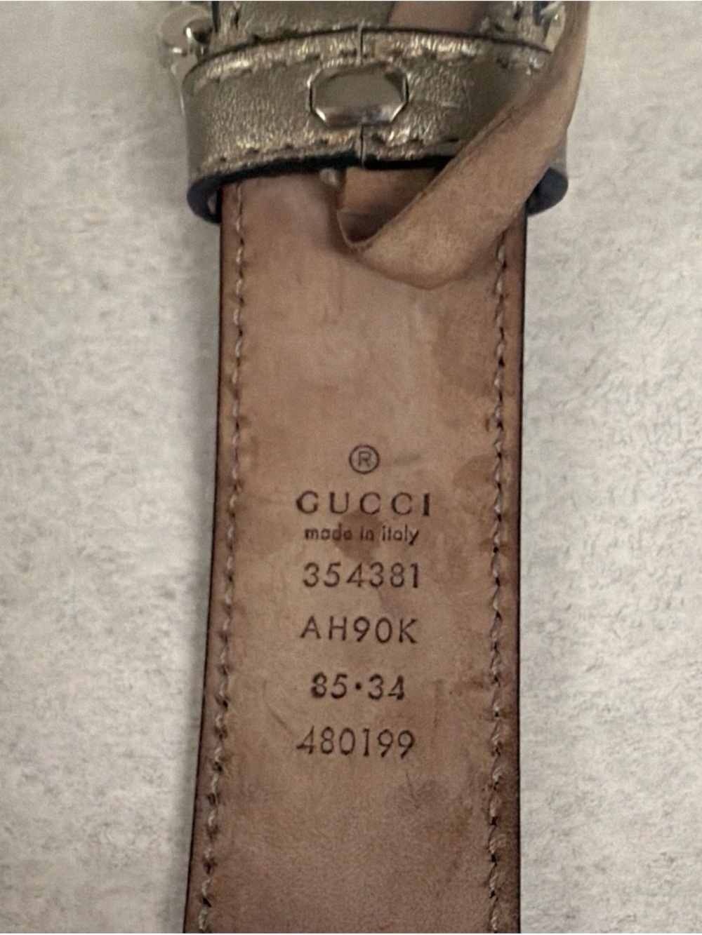 Gucci Brown Leather Belt with Crystal-Embellished Round Buckle - Picture 5 of 5